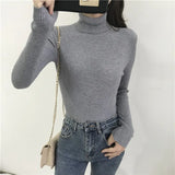 Autumn Winter Thick Sweater Women Knitted Ribbed Pullover Sweater Long Sleeve Turtleneck Slim Jumper Soft Warm Pull