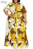 5XL Big Size Streetwear Long Maxi Dress Women 2023 Summer Autumn Flower Print Button Up Shirts Dress Loose Casual