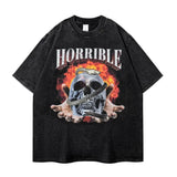 men clothing Hip Hop Streetwear Harajuku Skull Print black Tshirt 2023 Summer Mens Short Sleeve Cotton Oversized