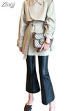 Spring Autumn Elegant Chic Trench Coat for Women with Raglan Sleeve Belt Double Breasted Luxury Designer Clothes