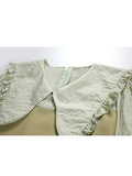 Patchwork Peter Pan Collar Women Dress Puff Sleeve Korean Tunic Dresses A-line High Waist Vestidos Office Ladies