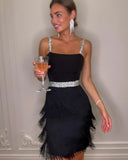 New Summer Women Tassel Bandage Dress Sexy Spaghetti Strap Sleeveless Club Celebrity Evening Club Mini Party Dress