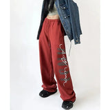 Y2K Sweatpants Women Streetwear Letter Print Joggers Harajuku Hip Hop Oversize Wide Leg Baggy Jogging Sports Trousers