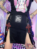 Dark Mall Gothic Zip Split Sexy Women Mini Skirts Grunge Strap Black High Waist Pencil Skirt Punk E-girl Alt Party