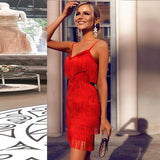 Bandage Dress 2021 Summer Red Party Dress Evening Luxury Women Tassel Fringed Black Sexy Bodycon Dress Club