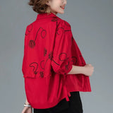 Winter Polo-neck Loose Casual Buttons Jacket Lady Long Sleeve Printing Ruffles All-match Jacke Top Women Cardigan