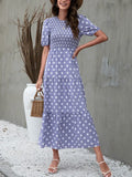 Summer Maxi Polka Dot Dress Women Long Elegant Party Dress Ladies A Line Vintage Dots Dress For