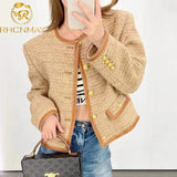 Fragrance Vintage Autumn Winter Clothes 2022 Luxury Designer Elgeant O-neck Short Tweed Jackets for Women Chaqueta