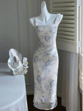 2023 Elegant Bandage Bodycon Formal Occasion Dresses Women Vintage Floral Sleeveless Party Club Sexy Vestidos Female