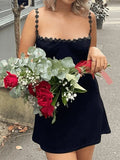 Floral Embellished Strap Mini Dress-Outfit
