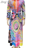 Piece Sets Women Long Sleeve Shirt And Long Skirts Suits Flower Print Tops Vintage Skirt Sets For Elegant Women's Sets 2