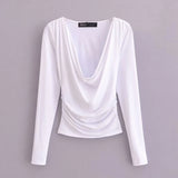 Autumn New Women's Simple Folded Long-Sleeved Folded
