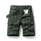 Vertical Pattern Beach Shorts 2021 Summer Pure Cotton Zipper Casual Pocket Regular Five-Point Pants Military Cargo