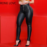 Women Casual Elegant Alligator Print High Waist Zipper PU Leather Spring&Autumn Pencil