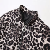 Women's Explosive Leopard Print Zipper Long-Sleeved Cotton Jacket