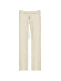 Solid Turned Waist Tie Up Flare Leg Pants- Outfit