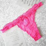 2XL Plus Size Women's G String Ruffled Underwear Panties Bow Sexy Lingerie Thongs Lace T-back Seamless Ruffles
