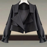 Ladies Elegant Black Two Piece Sets For Women Outfits Korean Notched V Neck Coats And Long Dresses Sets 4XL Women