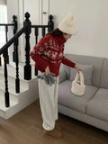 Buttoned Retro Printed Cardigan- Outfit