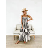 Zingj Spring And Summer Style Stripe Print Fresh And Sweet Slip Dress