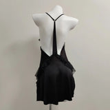 Pure Lusty Dew Back Pajamas Thin Bud Silk Silk Silk Slings Aja Skirt Short