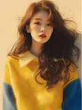 Autumn Niche Design Yellow Horse Hair Color Sweater 2025 New Lazy Wind Gentle Sweet Knitted