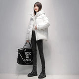 90% White Duck Down Jacket Women Short Loose Puffer Coat Hooded Thick Warm Female Casual Feather Parkas