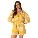 Zingj Early Autumn Casual Senior Fruit Print Shorts Cardigan