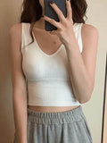 Rib V Neck Cropped Tank Top- Outfit