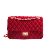 Solid Color Velvet Quilted BagOutfit