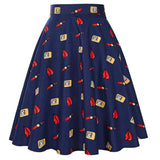 Summer Midi Skirt Runway Vintage Rockabilly Sundress Red Womens Sexy Pinup 50S Cotton Polka Dot Pattern Skater