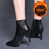 toe stiletto boots women's small heels medium heels high heels new autumn winter single boots fashion women's short