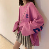 White Tshirt Women Harajuku Long Sleeve Oversize Tees Korean Fashion Basic Tops Female Letter Print Streetwear