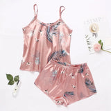 Sexy Pajama Sets Cartoon Pattern Pajamas Strap Sleeveless Cami Set Sleepwear Female Summer Pijamas Night Wear Home