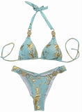 Zingj New Snake Perms Gold Bikini Crystal Diamond Metal Accessories Split Girls Holiday