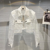 2022 Summer New Collection Long Sleeve Turn Down Collar Print Letters Mesh Transparent Sunscreen Jacket Women