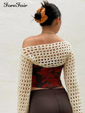 2022 O Neck Knitted Crop Top Long Sleeve White Autumn Summer Tee Y2k Casual Women T Shirts Basic