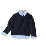 Wearing A Fake Two Sweaters Women's Autumn And Winter Design Shirt Folded Gray Knitted