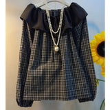 Two Spliced Polo Collar Shirt Women's Spring Design Sense Of Small Chic Repair Shirt Short Long-Sleeved