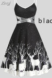 Christmas Costume Party Dress Women Long Sleeve Deep V-neck Vintage Elegant Winter Dress New Year Holiday