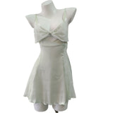 Mesh Spliced Pajamas 2025 New Spring And Summer Silk High-End Feel Bows Hollowed-Out Slinged Sling