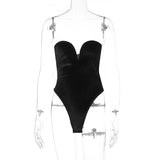 Women's Clothing Solid Black Strapless Bodysuit 2022 Summer Fashion Slim Top Nightclub Wear Girls Outfits Backless