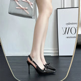 Sandals Women 2025 New Patent Leather And Professional Work High Heels With Back Empty Single