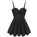 Women Plaid Pleated Mini Dress Gothic Harajuku Sexy Sling Strap Backless Rock Punk Jurken Goth Girls Female Short