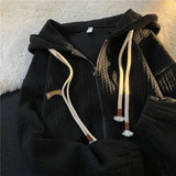White Summer Outfits Kawaii Clothes Y2K Oversized Zipper Korean Style Long Sleeve Couple Sweatshirts Hoodies Women
