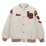 Letter Embroidered Jackets Coats Women's High Quality Woolen Fabric Leather Sleeve Baseball Uniform Couple Loose