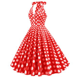 Halter Cocktail Party Dress England Style Summer Casual Swing Plaid Printed Hepburn Pin Up Office Rockabilly