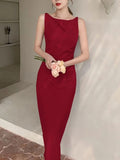 Elegant Women Dress Sexy Sleeveless Female Harajuku Party Midi Dress Casual Sundress Vestidos