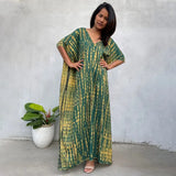 Printed V-neck Batwing Sleeve Side Split Loose Dress For Women Clothes Plus Size Beachwear Maxi Dress