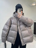 Duck Down Jacket Women Fall Winter 2023 New Long Sleeve Thicken Warm Loose Puff Jackets Chic with Hood Feather